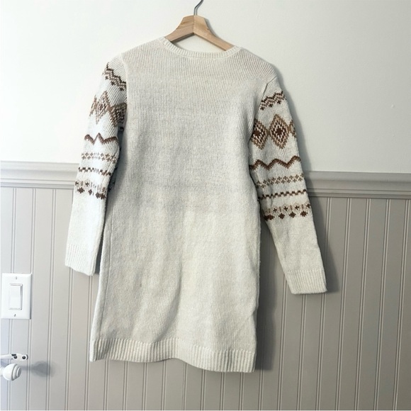The Children's Place Girls XL Cream and Brown Long Sleeve Knit Sweater Dress - Picture 4 of 4